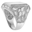 Picture of Sterling Silver Paisley Pattern Nugget Signet Ring for Men Rectangular 1 inch wide sizes 8 - 13