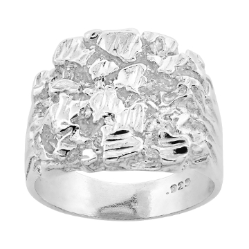 Picture of Sterling Silver Nugget Ring for Men Square Shape 11/16 inch wide sizes 8 - 13