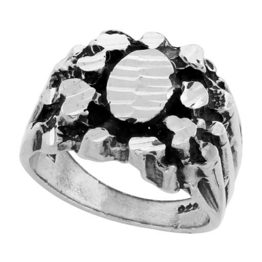 Picture of Sterling Silver Nugget Ring for Men Square with Rounded Corners 11/16 inch wide sizes 8 - 13