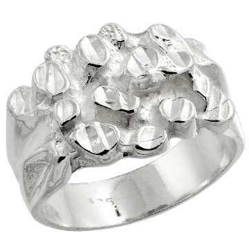 Picture of Sterling Silver Square Nugget Ring for Men 9/16 inch wide sizes 8 - 13