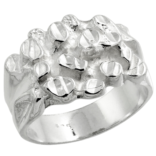Picture of Sterling Silver Square Nugget Ring for Men 9/16 inch wide sizes 8 - 13