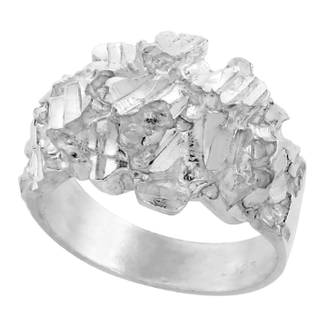 Picture of Sterling Silver Curved Nugget Ring for Men 9/16 inch wide sizes 8 - 13