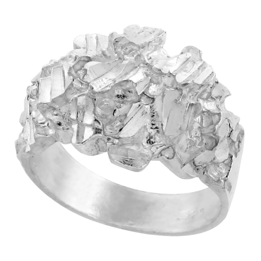 Picture of Sterling Silver Curved Nugget Ring for Men 9/16 inch wide sizes 8 - 13