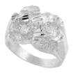 Picture of Sterling Silver Pinched Round Nugget Ring for Men 11/16 inch wide sizes 8 - 13