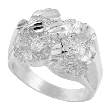 Picture of Sterling Silver Pinched Round Nugget Ring for Men 11/16 inch wide sizes 8 - 13