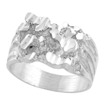 Picture of Sterling Silver Rectangle Nugget Ring for Men 1/2 inch wide sizes 8 - 13