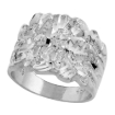 Picture of Sterling Silver Rounded Square Nugget Ring for Men 9/16 inch wide sizes 8 - 13