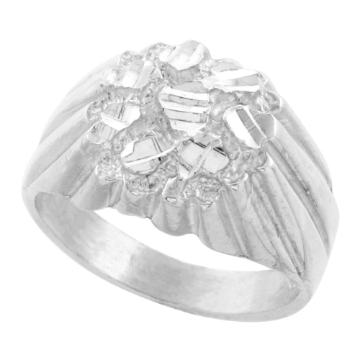 Picture of Sterling Silver Round Nugget Ring for Men 9/16 inch wide sizes 8 - 13