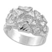 Picture of Sterling Silver Triangle Pattern Nugget Ring for Men 1/2 inch wide sizes 8 - 13