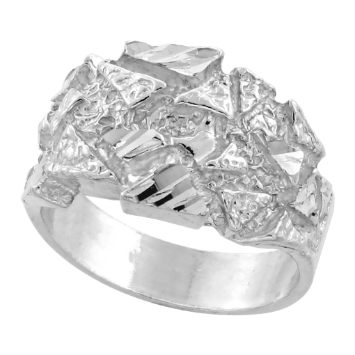 Picture of Sterling Silver Triangle Pattern Nugget Ring for Men 1/2 inch wide sizes 8 - 13