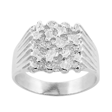 Picture of Sterling Silver Square Nugget Ring for Men 5/8 inch wide sizes 8 - 13