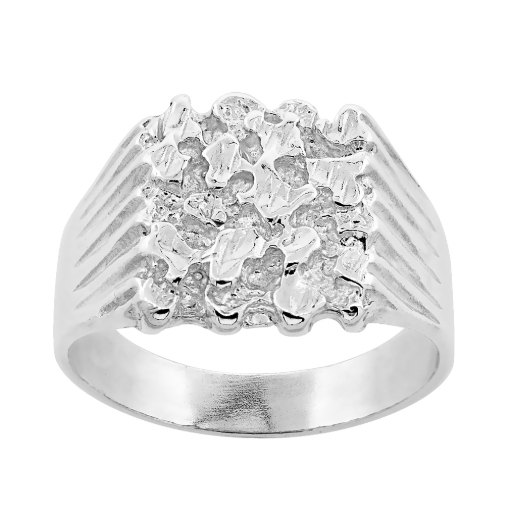 Picture of Sterling Silver Square Nugget Ring for Men 5/8 inch wide sizes 8 - 13