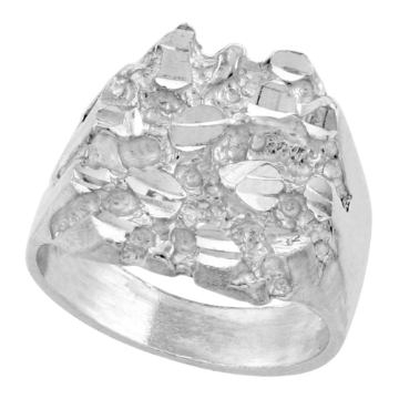 Picture of Sterling Silver Oval Nugget Ring for Men 11/16 inch wide sizes 8 - 13