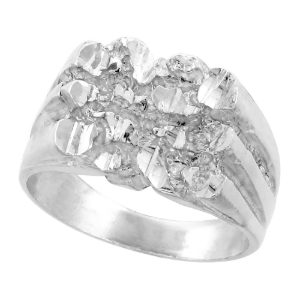 Picture of 1/2 inch wide Sterling Silver Square Nugget Ring for Men sizes 8 - 13