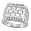 Picture of Sterling Silver Horizantal Grooves Square Nugget Ring for Men 11/16 inch wide sizes 8 - 13