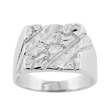 Picture of Sterling Silver Plain Square Nugget Ring for Men 1/2 inch wide sizes 8 - 13