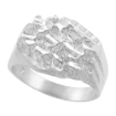 Picture of Sterling Silver Hexagonal Nugget Ring for Men 9/16 inch wide sizes 8 - 13