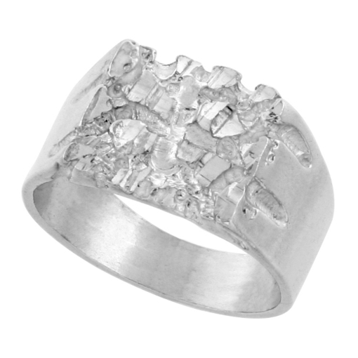 Picture of Sterling Silver Plain Small Square Nugget Ring for Men 1/2 inch wide sizes 8 - 13