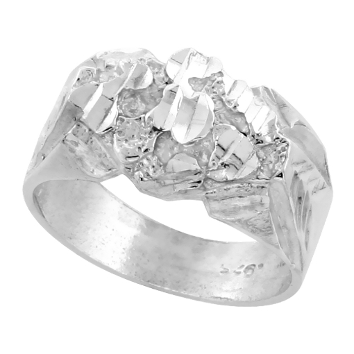 Picture of 7/16 inch Small Sterling Silver Freeform Nugget Ring for Men sizes 8 - 13