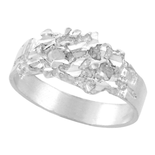 Picture of Sterling Silver Elongated Freeform Nugget Ring for Men 7/16 inch wide sizes 8 - 13