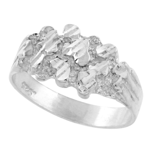 Picture of Sterling Silver Small Rectangular Nugget Ring for Men 7/16 inch wide sizes 8 - 13