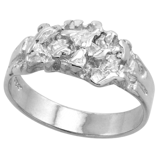 Picture of 7/16 inch Sterling Silver Nugget Ring for Men Polished Finish sizes 8 - 13
