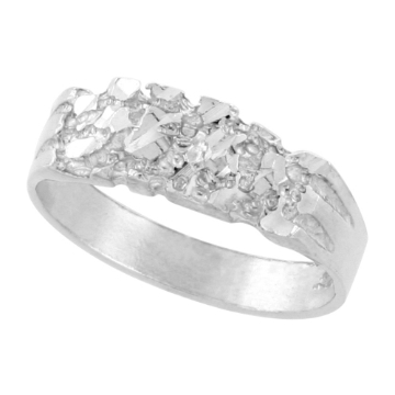 Picture of Dainty Sterling Silver Nugget Ring for Men & Women Polished Finish 1/4 inch wide sizes 5 - 9.5