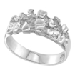 Picture of Dainty Sterling Silver Rectangle Nugget Ring for Men 3/8 inch wide sizes 8 - 13