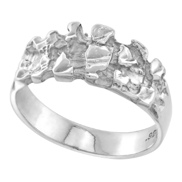 Picture of Dainty Sterling Silver Rectangle Nugget Ring for Men 3/8 inch wide sizes 8 - 13