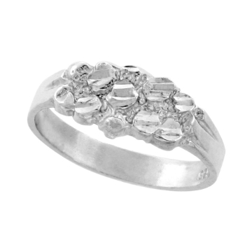 Picture of Sterling Silver Dainty Rectangular Nugget Ring for Women 5/16 inch wide sizes 5 - 9.5