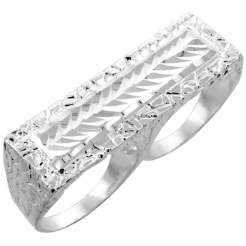 Picture of Sterling Silver Double Finger Nugget Ring Diamond Cut Finish 9/16 inch wide