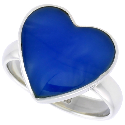 Picture of Sterling Silver Heart Ring w/ Blue Resin, 5/8 inch (15 mm) wide