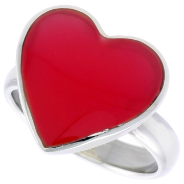 Picture of Sterling Silver Heart Ring w/ Red Resin, 5/8 inch (15 mm) wide