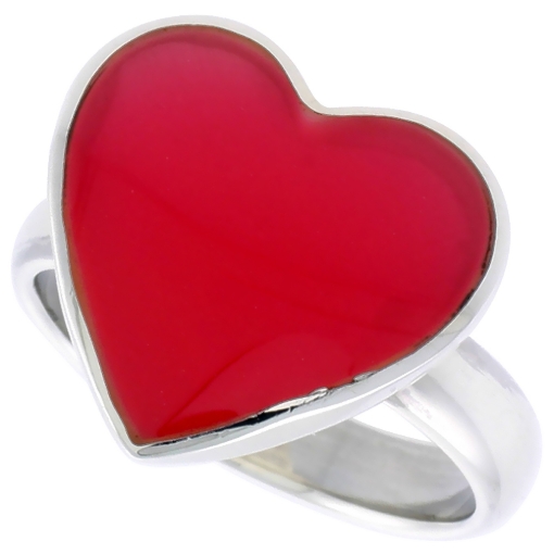 Picture of Sterling Silver Heart Ring w/ Red Resin, 5/8 inch (15 mm) wide