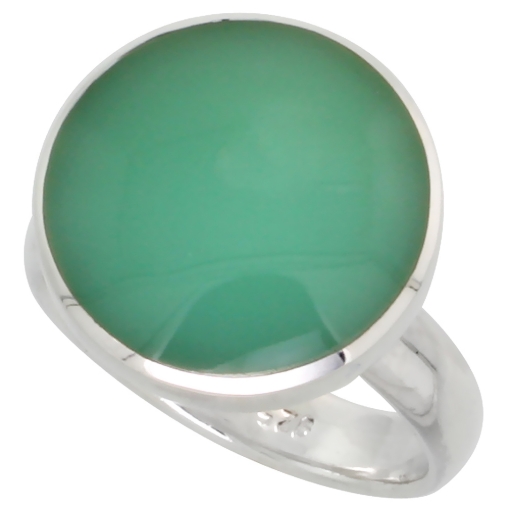 Picture of Sterling Silver Ring, w/ 16mm Round-shaped Green Resin, 5/8 inch (16 mm) wide