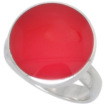 Picture of Sterling Silver Ring, w/ 16mm Round-shaped Red Resin, 5/8 inch (16 mm) wide