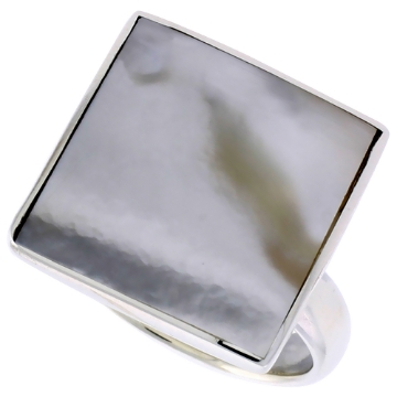 Picture of Sterling Silver Ring, w/ 17mm Square-shaped Mother of Pearl, 5/8 inch (16 mm) wide