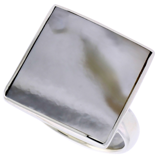 Picture of Sterling Silver Ring, w/ 17mm Square-shaped Mother of Pearl, 5/8 inch (16 mm) wide