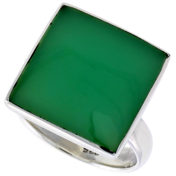 Picture of Sterling Silver Ring, w/ 17mm Square-shaped Green Resin, 5/8 inch (16 mm) wide