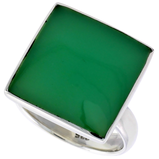 Picture of Sterling Silver Ring, w/ 17mm Square-shaped Green Resin, 5/8 inch (16 mm) wide