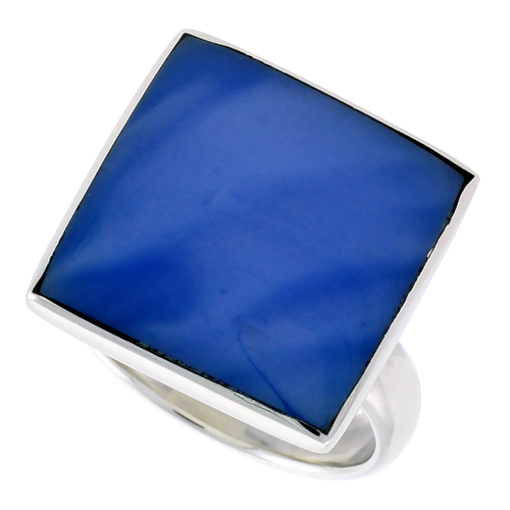 Picture of Sterling Silver Ring, w/ 17mm Square-shaped Blue Resin, 5/8 inch (16 mm) wide