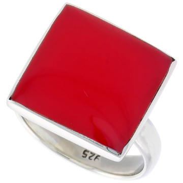 Picture of Sterling Silver Ring, w/ 17mm Square-shaped Red Resin, 5/8 inch (16 mm) wide