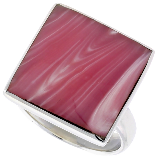 Picture of Sterling Silver Ring, w/ 17mm Square-shaped Pink Mother of Pearl, 5/8 inch (16 mm) wide