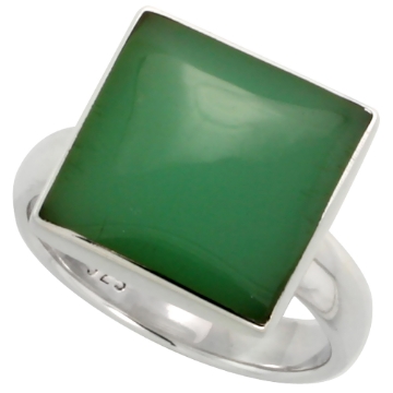 Picture of Sterling Silver Ring, w/ 13mm Square-shaped Green Resin, 1/2 inch (13 mm) wide