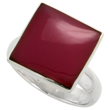 Picture of Sterling Silver Ring, w/ 13mm Square-shaped Purple Resin, 1/2 inch (13 mm) wide
