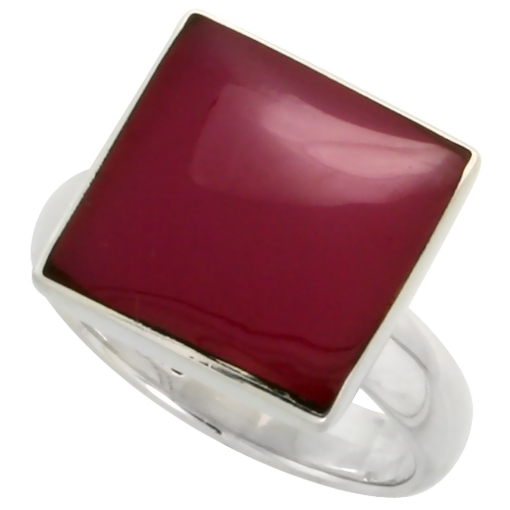 Picture of Sterling Silver Ring, w/ 13mm Square-shaped Purple Resin, 1/2 inch (13 mm) wide
