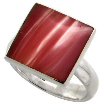 Picture of Sterling Silver Ring, w/ 13mm Square-shaped Pink Mother of Pearl, 1/2 inch (13 mm) wide