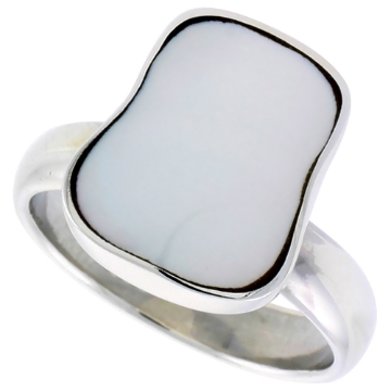 Picture of Sterling Silver Ring w/ Mother of Pearl, 1/2 inch (14 mm) wide