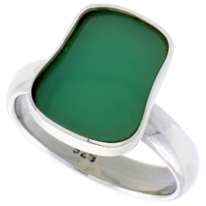 Picture of Sterling Silver Ring w/ Green Resin, 1/2 inch (14 mm) wide