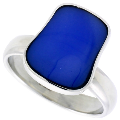 Picture of Sterling Silver Ring w/ Blue Resin, 1/2 inch (14 mm) wide